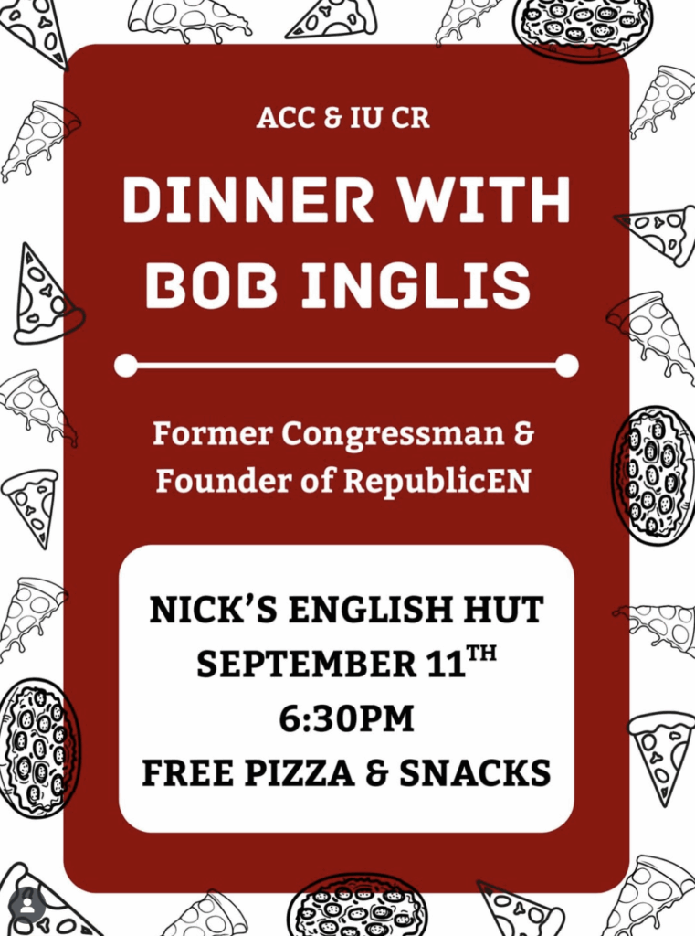 republicEn hosted the ACC Hoosiers and IU College Republicans for dinner with Bob Inglis